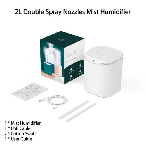 product_image_name-Generic-Humidificateur à double pulvérisation 2000mL, mini humidificateur USB brume, purificateur d'air - Blanc-7