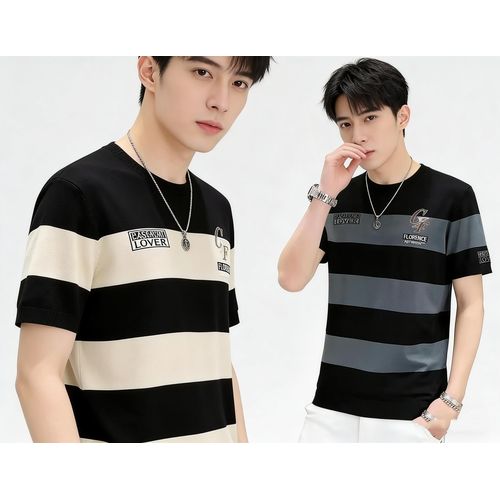 product_image_name-GALUIN-T-shirt tendance pour homme  Lot de 2 Pièces T-shirts Homme - Noir-7