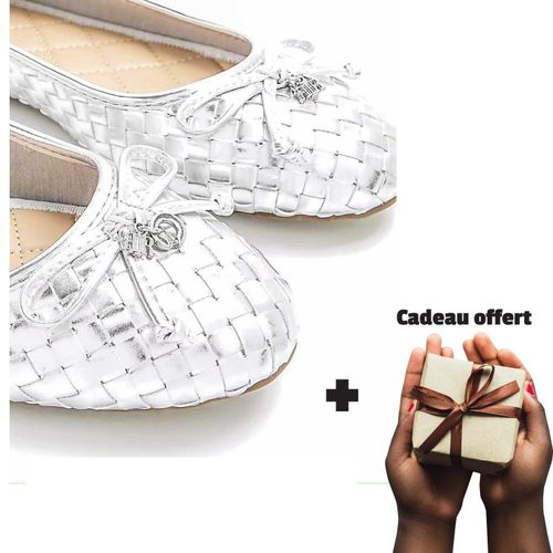 product_image_name-Generic-Ballerines à nœud en cuire argenté venant de Londres-1