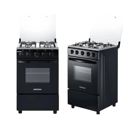 product_image_name-Bruhm-Cuisinière à Gaz 4 Feux - BGC-5540IB– Finition Noir Mat & Inox avec Four Haute Performance-1