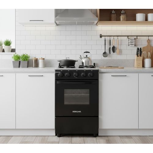 product_image_name-Bruhm-Cuisinière à Gaz 4 Feux - BGC-5540IB– Finition Noir Mat & Inox avec Four Haute Performance-2