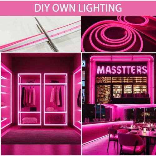 product_image_name-Generic-Lumière néon rose 12V, bande LED flexible de 5mètres, lumières corde néon, lumières serpent - avec prise UE-2