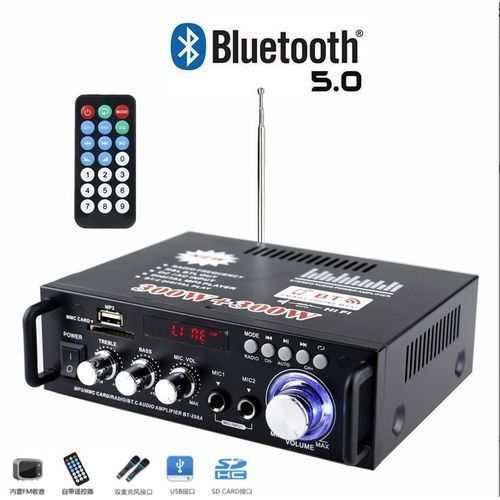 Generic 12V / 220V Mini 2Ch Affichage Lcd Hifi Audio Stéréo Amplificateur  Bluetooth - Prix pas cher