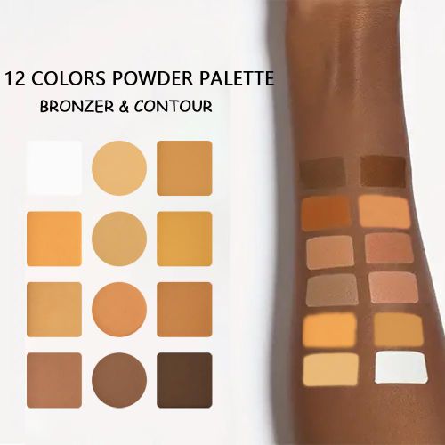 product_image_name-White Label-Kit de Maquillage Contouring, Palette de Contouring Professionnelle 12 Couleurs avec Pinceau de Maquillage, Cosmétiques Longue Tenue Imperméables Idée Cadeau pour Peau Foncée-8