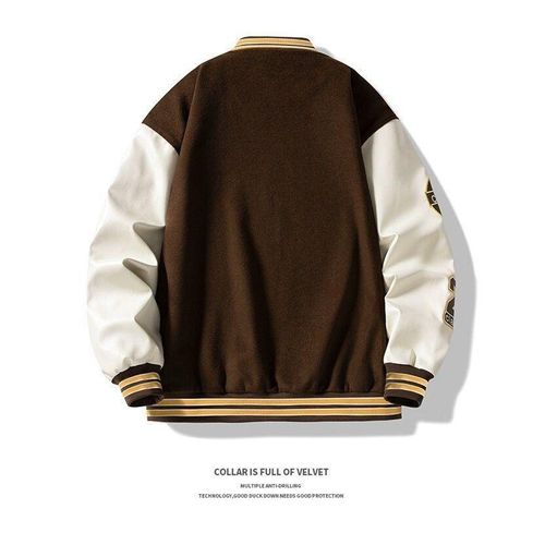 product_image_name-GALUIN-Veste universitaire brun et blanc - Style classique Letterman-5
