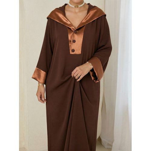 product_image_name-Generic-Abaya Marron Élégancia – Col Capuche Satin – Boutons Assortis – Poignets Satin-1