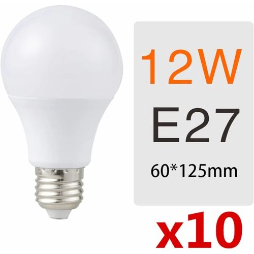 Generic PACK DE 12 Ampoule à boule LED E27 12W BLANCHE, lampe à économie  d'énergie - Prix pas cher