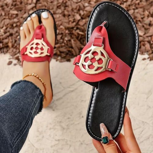 product_image_name-Generic-Chaussures Sandales design élégant à bout ouvert avec détail de boucle métallique pour femmes filles -3