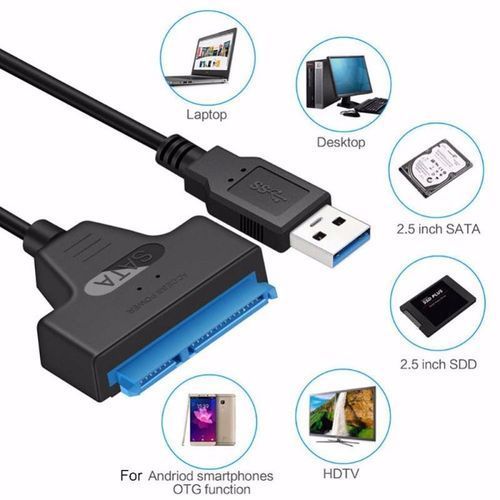 Lecteur de disque dur SATA vers USB 3.0 pour SSD HDD 2,5 3,5 pouces,  adaptateur de disque dur externe portable avec adaptateur secteur 12V2A,  prise