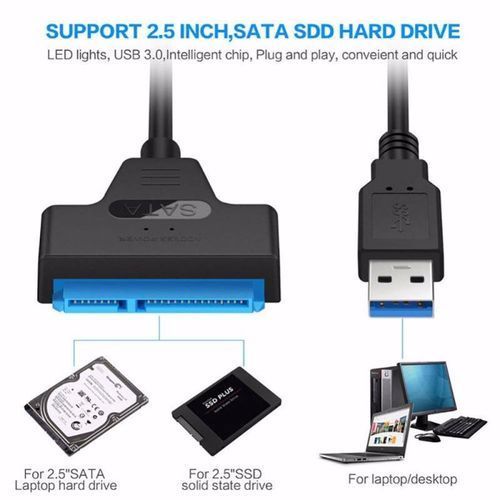 Generic Adaptateur USB 3.0 Vers Disques Durs SSD SATA 2,5 - Câble  Adaptateur USB Vers SATA - Noir - Prix pas cher