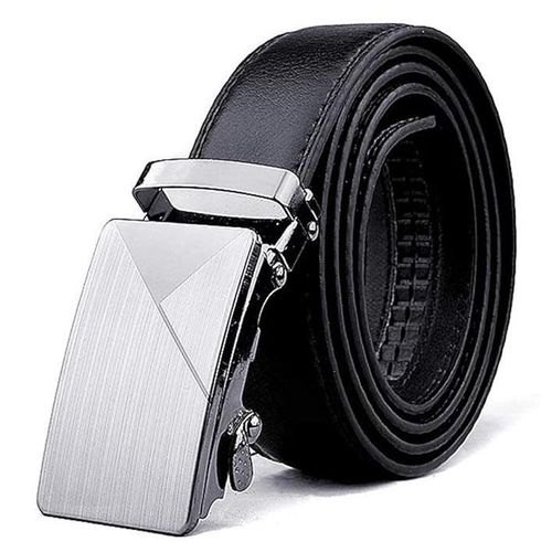product_image_name-Fashion-Ceinture à cliquet en cuir pour homme avec décoration triangulaire - Noir/Argent-1