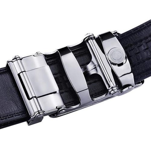 product_image_name-Fashion-Ceinture à cliquet en cuir pour homme avec décoration triangulaire - Noir/Argent-2