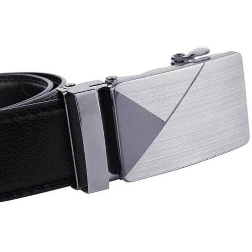 product_image_name-Fashion-Ceinture à cliquet en cuir pour homme avec décoration triangulaire - Noir/Argent-3