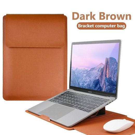 Generic Sacoche étanche pour ordinateur portable, support et tapis de souris pour MacBook Air Pro 13-16 M1 M2 - Marron Foncé