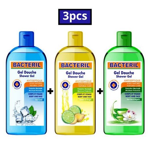 Bacteril Lot De 3 Gel Douche Bacteril – 400 Ml Aloe-Ginger-Ice