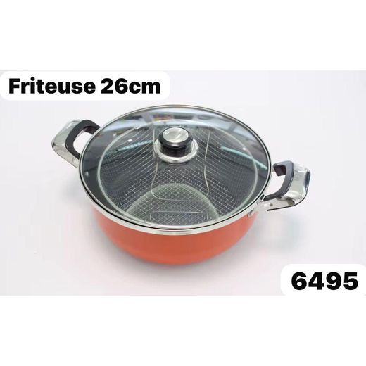Generic Friteuse 28 cm avec Panier de Friture et Couvercle en Verre – Marmite Multifonction pour Frites, Poulet et Beignets - image 2