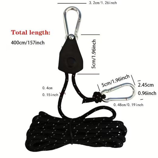 Generic 4Pcs Corde Réfléchissante à Poulie pour Tente Camping, avec Mousqueton, Laisse Animaux - image 2