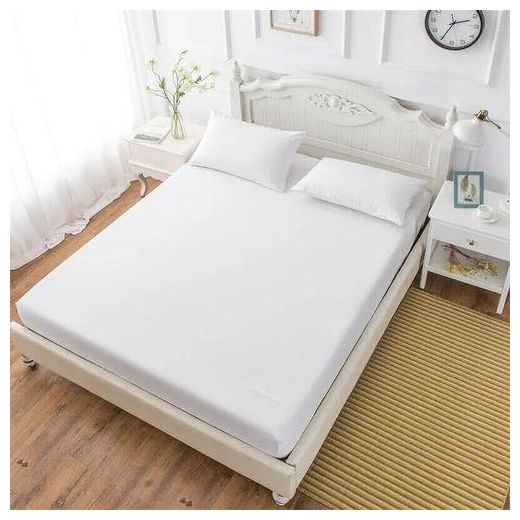 Generic -DRAP DOUBLE LIT BLANC 100% COTON AVEC 2 TAIES D'OREILLER - image 2