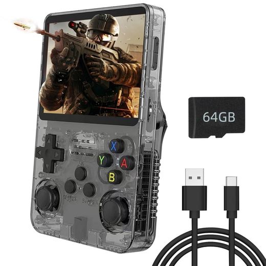 Dsc Console de jeu rétro portable R36S - 15 000 jeux, écran 3,5”, 64 Go