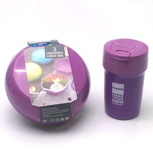 Louna Gourde d'eau et lunch box pour écolier(e)_Mauve