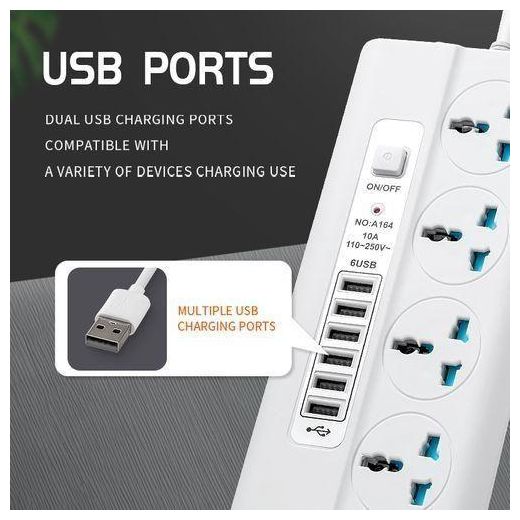 Generic Rallonge Multiprise 4 Trous Parafoudre + 6 USB - image 4