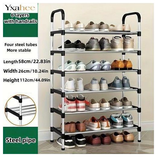 Yxahee Étagères à Chaussures 6 Niveaux -Argent/ Noir