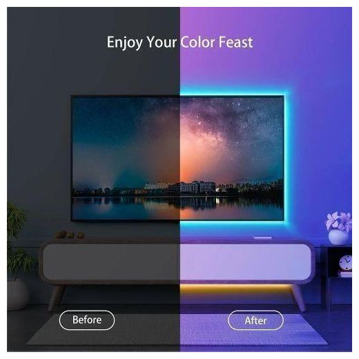 Generic Bande Lumineuse LED RGB 5050 5/10 M Contrôle Intelligent Par Application Effet Arc-en-ciel - image 4
