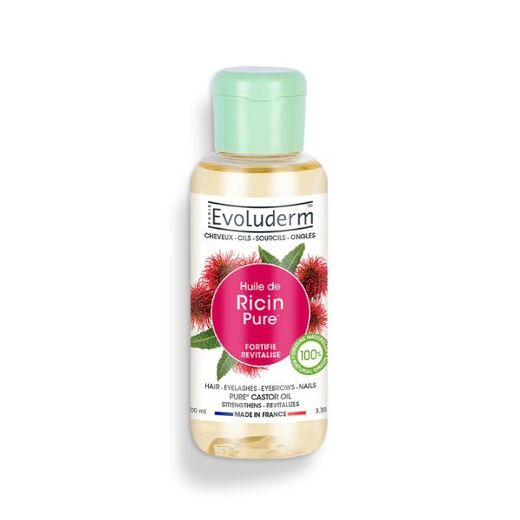 Evoluderm Huile de Ricin Pure - castor oil - Pour cheveux - 100 ml