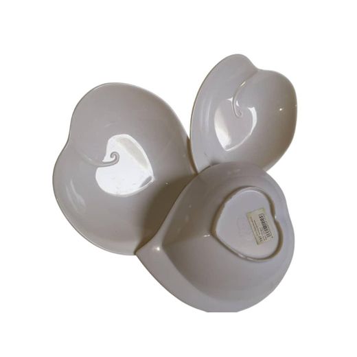 Pack de 3 bols à fruits en forme de cœur blanc