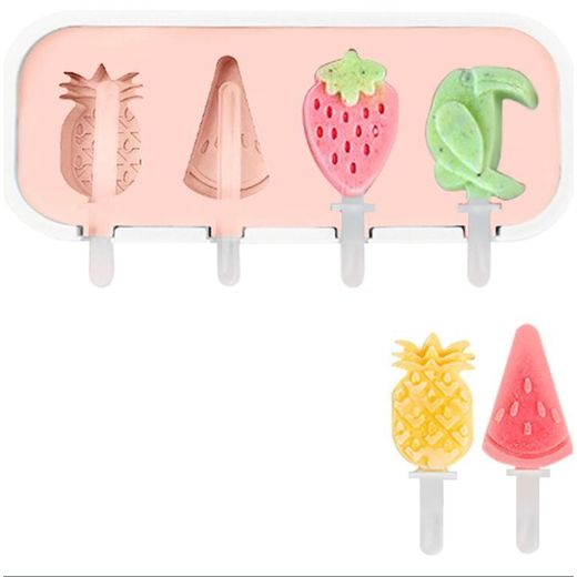 Generic Lot de 2 Moules à Glace, Moules à Bâtonnets Glacés Avec 12 Bâtonnets, Ensemble De Moules Réutilisables Pour Glaces Maison - Rose