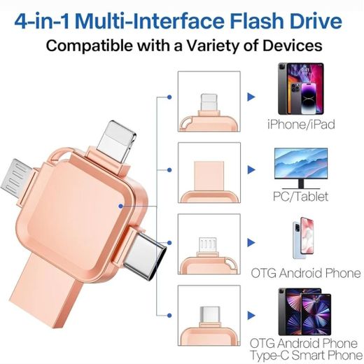 Unbrand Clé USB 3.0 OTG 4-en-1  2Tera/2000GB Compatible avec Android, iPhone, PC Large Capacite et Tranfert Rapide