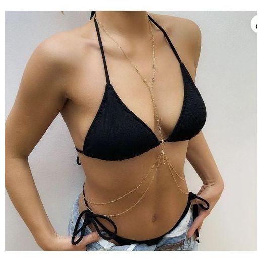 Generic Chaîne de corps collier femmes Sexy or ventre taille chaîne Bikini soutien-gorge chaîne bijoux