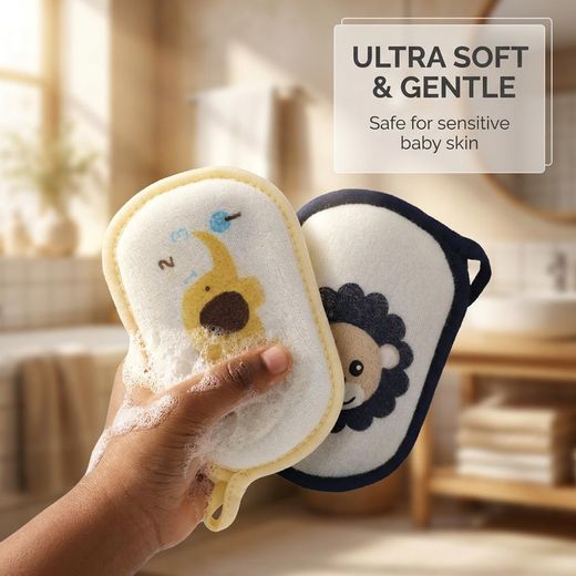 STY Éponge de bain de bébé de 2 pièces éponge d’enfants dessin animé mignon avec corde suspendue - image 2