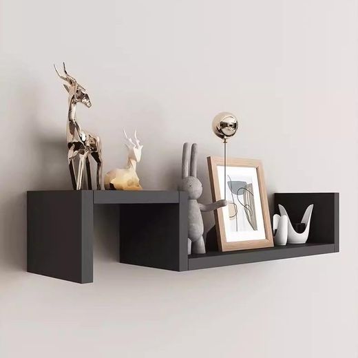 Generic Étagère murale, décoration murale simple, adaptée aux chambres et salons - Noir - image 2