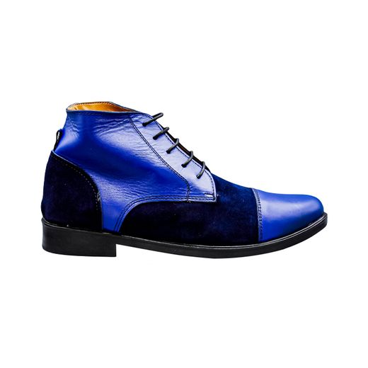 Generic Bottines A Lacets en Cuir et Daim Glacé Bleu Bic Pour Homme - image 2