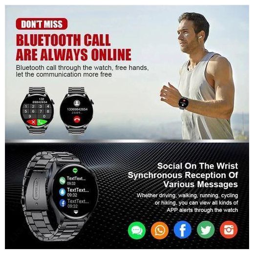 VIC Montre intelligente avec surveillance des appels Bluetooth et bracelet sportif - image 2