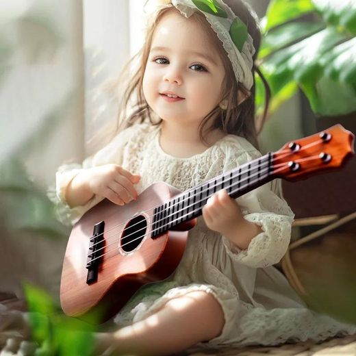 Arsuxeo Instruments Musicaux Ukulélé Enfants Jouets, 4 Cordes Petite Guitare Éducation Montessori, Instrument de Musique Apprentissage Cadeau pour Enfants - image 3