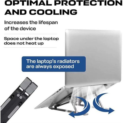 High Quality Laptop Stand - Creative Folding Storage refroidit naturellelement l'ordi Support pour ordinateur portable pliant créatif en aluminium de qualité supérieure support tablette - gris - image 2
