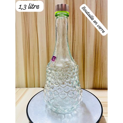  Bouteille vide en verre blanc transparent 1.3L
