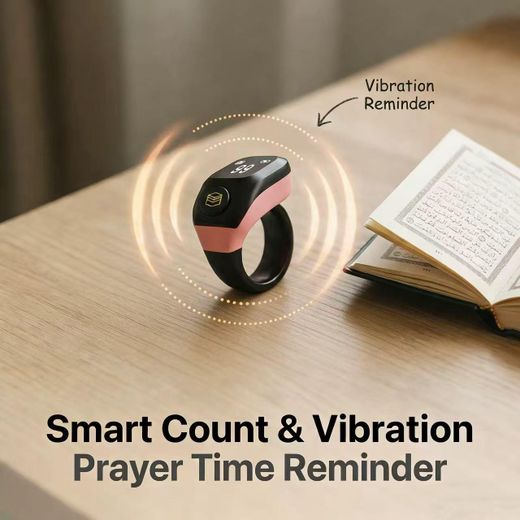 Generic  Bague Zikr Tasbih intelligente, Chapelet electronic, Rappel du nombre de sonneries,Guide Qibla,étanche, Rappel des horaires de prière musulmans, Affichage LED, Connexion Bluetooth et app Muslim times,Plusieurs options de minuterie - 22/20/18 mm - image 4