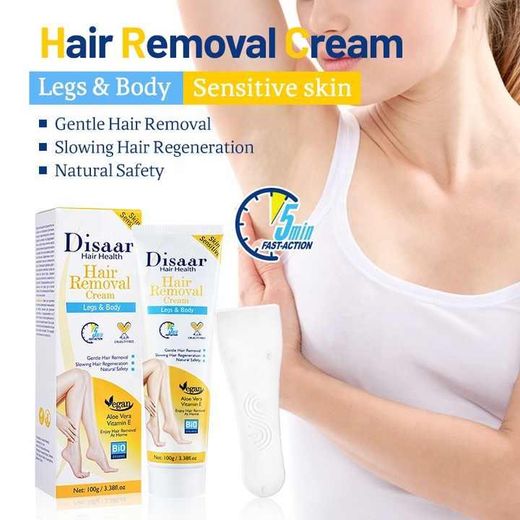 Disaar Crème d'épilation douce à l'Aloe Vera et à la Vitamine C, peau lisse, éclatante