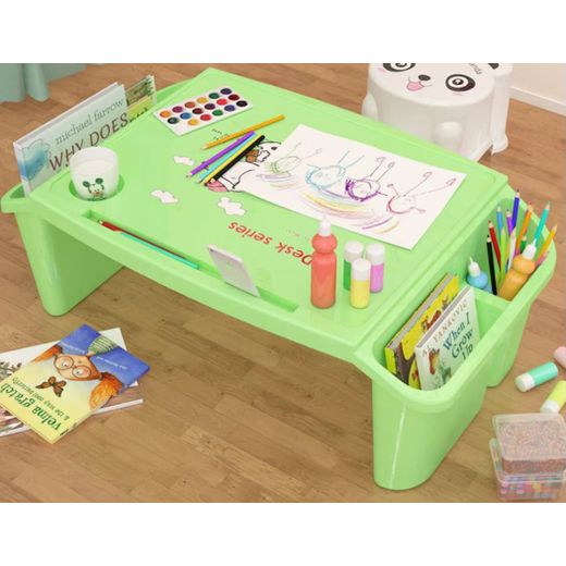 Generic Table de Lit & Plateau d'Activité Portable Enfant avec Compartiments de Rangement – Bureau sur Genoux pour Dessin, Lecture et Devoirs