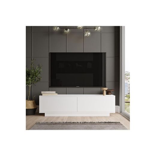 Senebuy Meuble TV Vilinda 140 cm – Blanc VIL1-W