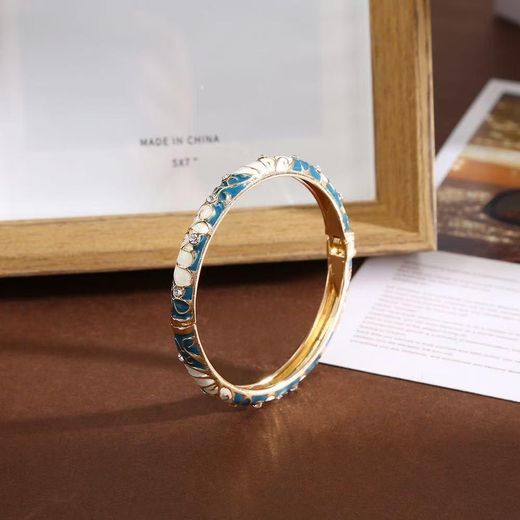 Fashion Bracelet Jonc Fin Pavé de Zirconium bleu