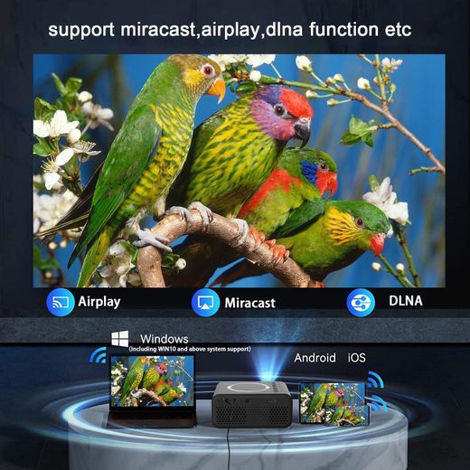 General Mini-projecteur YT300 — Connexion filaire et sans fil (Screen Mirroring) — Cinéma maison portable — Interfaces complètes — Faible niveau sonore — Haut-parleur intégré - image 2