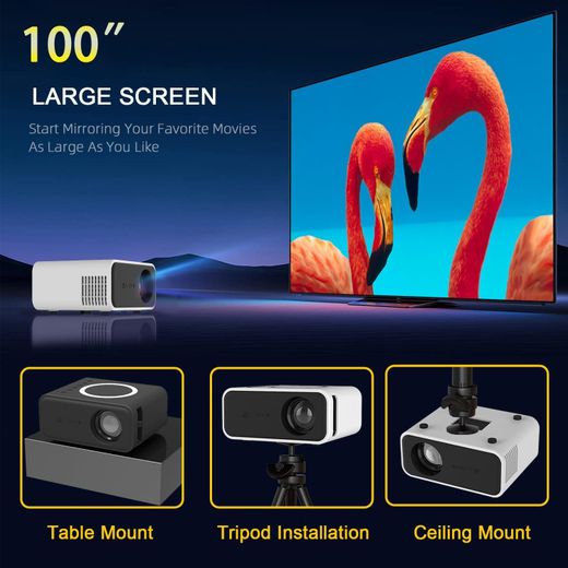 General Mini-projecteur YT300 — Connexion filaire et sans fil (Screen Mirroring) — Cinéma maison portable — Interfaces complètes — Faible niveau sonore — Haut-parleur intégré - image 3