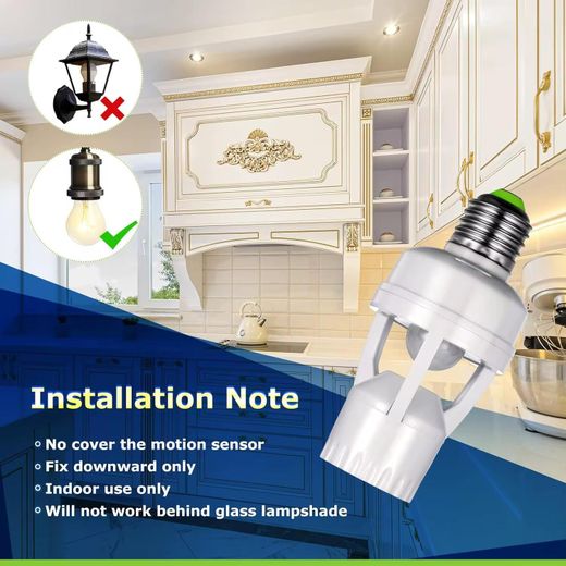 Generic Support de lamp à capteur de mouvement intelligent , douille d’ampoule E27 avec angle de détection de 360 degrés - image 3