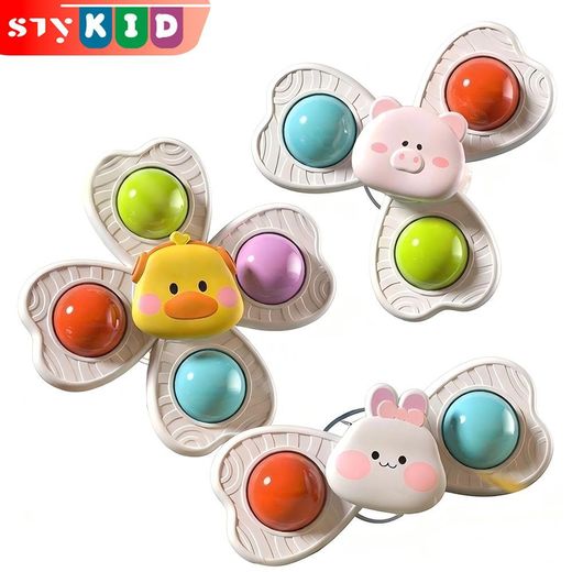 Generic Jeu de hochet rotatif 3 pièces 2-en-1 ventouse Spinner Toy pour les tout-petits
