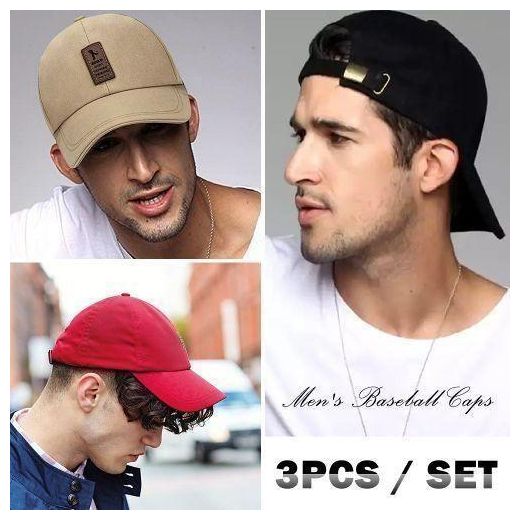 Fashion Lot de 3 casquettes de baseball réglables unisexes, casquette à boucle avec broderie de lettres, casquette solaire, casquette à visière, casquette de sport style coréen - image 3