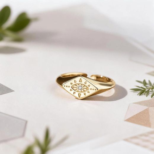 ARHANORY Bague Œil du diable en or pour femme — Modèle ajustable en cuivre - image 4